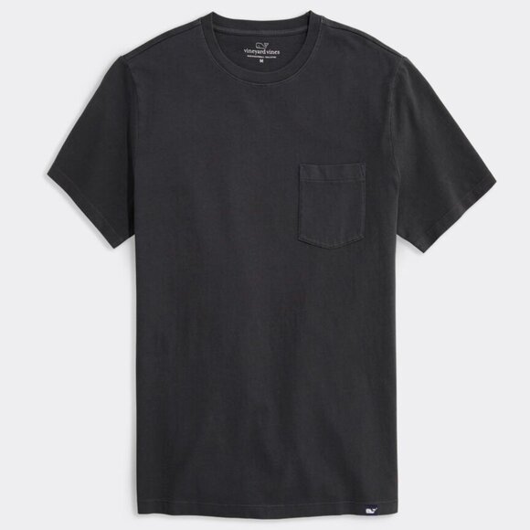 Vineyard Vines Garment-Dyed Surf Pocket Tee Jet Black Size Small New With Tags - Picture 1 of 7
